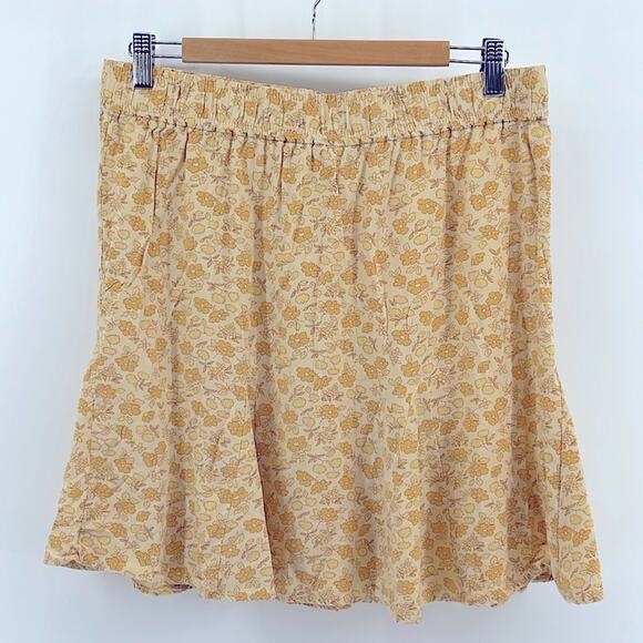 Madewell floral ditsy print fluted flared elastic waist pull on mini skirt sz L - Picture 1 of 6